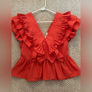 Orange Entro ruffle blouse size L